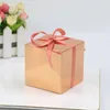 Cadeau cadeau 50pcs rose or argent noir multicolore couleur unie 7.6cm boîte d'emballage de bonbons en papier carré avec ruban pour la fête de mariage