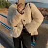 Women's Fur Faux Fur Lucyever Autumn Winter Lamb Wool Jackets Women Korean Style Loose O-Neck Furry Outerwear Thicken Warm Long Sleeve Fake Fur CoatsL231007