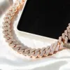 Kibo Custom Hip Hop Country Jewelry VVS 925 Серебряное серебро def DEF 20 мм бриллиант Moissanite 14K Rose Latched Cuban Link Chain