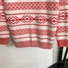 Tasarımcı Sweater Kadın Jumper Knited Ezrak Kadın Mektup Damalı Çizgili Desen Moda Yuvarlak Boyun Uzun Knit Örgü Süvari Kadın Giysileri Kırmızı