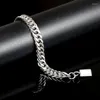 Link Bracelets Safety Buckle Men Bracelet Buddha Wristband Antique Silver Color Punk Curb Chain Jewelry Gifts