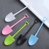 Disposable Ice Cream Spoon Shovel Shaped Scoop Black White Small Thicken Scoops Plastic Dessert Cake Spoons