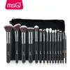 Make-up gereedschap MSQ Professioneel 15-delige penselenset Poeder Foundation Oogschaduw Make-upborstelset Cosmetica Synthetisch haar PU lederen tas 231006