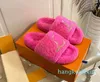 Fluffy Famous Designer Chinelos peludos para casa Slides de pele de inverno Sliders internos Preto Branco Rosa Fuzzy Slide Anti-Slip Flat Mule Pool Sandálias Loafer