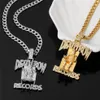 Records chanteur rappeur pendentif or argent couleur chaîne Bling Hip Hop zircone collier pour hommes femmes amis Necklace243I