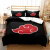 Ensembles de literie Red Cloud Anime 3D dessin animé housse de couette ensembles couette linge de lit enfants ensemble de literie Akatsuki japon double reine roi taille unique cadeau 231007