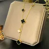 Modedesigner-Schmuck, klassische 4/vierblättriges Kleeblatt-Medaillon-Anhänger-Halskette, hochwertige Halsbandketten, 18 Karat vergoldetes Mädchen-Geschenk