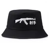 Berets Solid Color Panama Hat Trill Blood Style Drip Font Bucket Black Gun Shooter Printing Fishing Punk Caps YD064