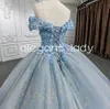Sky Blue Cinderella quinceanera sukienki z barku cekiny 3D kwiatowe koronkowe gorset vestidos de 15 quinceanera celeste