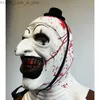Masques de fête Masque de clown Bloody Terrifier Art Le Cosplay Creepy Horreur Démon Mal Joker Chapeau Latex Casque Halloween Costume Props Fête Q231007