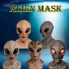 Masques de fête Horreur Alien Masque Halloween Creepy Latex Grands Yeux Alien Pleine Tête Masque De Fête Alien Chapeaux Mascarade Carnaval Accessoires De Fête Q231007