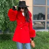 Women's Fur Faux Fur Jxwatcher 2023 New Style Cashmere Coats Real Fox Fur Collar Ladies Mid-length Wool Jacket Winter Elegant Belt Design OuterwearL231007