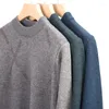 Men's Sweaters Autumn Winter Men Casual Sweater Fashion Business Solid Color Printed Pullover Knitting Male Gray Green Blue