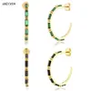 ANDYWEN 925 Sterling Silver Gold 19mm Big Hoops Square Zircon Green Black Piercing Earring Rock Punk Large Jewelry 210608305D