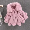 Ceket 1-7 yıl kız bebek ceket sonbahar kış sıcak sahte kürk manto kızlar Noel prenses dış giyim moda peluş çocuk giyim 231007