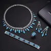 Necklace Earrings Set 2023 Water Droplet Colorful Crystal Bridal Wedding 4-piece Cubic Zirconia Women's Jewelry