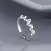 Cluster Rings Ventfille Silver Color Finger For Woman Girl Gift Simple Wave Randig smycken Dropship grossist