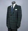 Costumes pour hommes Vert Plaid Hommes 2 Pièces Peaked Revers Tuxedos De Mariage Costume De Marié Homme Party Business Sur Mesure Mâle Manteau Veste