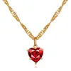Pingente colares banhado a ouro vermelho zircão amor coração para mulheres jóias de casamento colares jóias de declaração