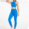 アクティブセットWyplosz Fitness Clothing Top Women's Tracksuit Gym Sportswear Set Yoga Kit Ovanols Ribbed Leggings Bra Pants Outdoors Zipperl231007