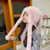 Berets Ins Sweet Cute Plush Pullover Hats For Women Winter Outdoor Travel Thickened Warm Long Ears Cartoon Bomber Caps Men