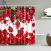 Shower Curtains Japanese Style Cherry Blossoms Red Rose Shower Curtains Bathroom Curtain Frabic Waterproof Polyester Bathroom Curtain with Hooks 231007