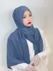 Ethnic Clothing Muslim Sets Monochrome Pearl Chiffon Long Scarf Hijab Malay Hui Gauze Shawl Thin Breathable Casual For Women