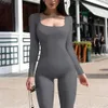 Kobiety Jumpsuits Autumn and Winter New Product z gwintowaną kwadratową szyją i pośladkami Podnoszenie Slim Alitting i Sexy Rompers S-3xl