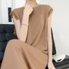 Casual klänningar ärmlös robust fransklänning Kvinnors is Silk Löst Elegant Fashion Party 2023 Robe Versatile Formal Endan