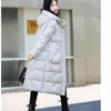 Women's Trench Coats Winter Fashion Mid Length Hooded Long Sleeve Slim Fit Bright Face Thickened Warm Cotton-Padded Clothes Coat Trend