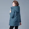 Casacos de trincheira femininos 2023 jaqueta de inverno mulheres longas parkas casaco engrossar algodão acolchoado com capuz parka roupas soltas outwear