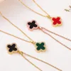 Fashion Classic 4/Four Leaf Clover ketting Link Chain Choker Gold vergulde tweezijdig voor vrouwen Girl Wedding Mothers Day Titanium stalen sieraden Kerstcadeau