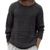 男性用セーターメンズソリッドカラーセータースタイリッシュなルーズフィットニットウェアリブ付きカフ付き秋の冬のプルオーバートップス
