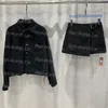 Mulheres recortadas jaqueta jeans casaco outerwear saia carta jaquetas de manga longa roupa charme moda jean casacos saias conjunto