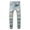 Men's Jeans Blue Black White Sweatpants Sexy Hole Pants Casual Male Ripped Skinny Trousers Slim Biker Outwears235w