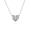 Hängen Soorchce Heart Pendant Women's Necklace Round 1 Moissanite Solitaire Bezel Engagement