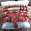 RH nouveau créateur de mode pierres rouges Bracelet de perles pierre naturelle Druzy Dorp charmes 5pc Bracelets ensembles pour femmes bijoux DropShip236W