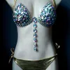 7 Couleur Vive Bikini Ensemble Femmes Diamante Carnaval Soutien-Gorge Strass Sexy Night Club Culotte Festival Porter Burning Man Outfit Q0705279v