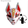 Thème Costume Halloween Néon Masque Anime Cosplay Masque De Renard Japonais LED Néon Masque Mascarade Lumineux LED Masque Halloween Party PropsL231008