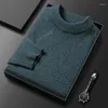 Men's Sweaters Autumn Winter Men Casual Sweater Fashion Business Solid Color Printed Pullover Knitting Male Gray Green Blue