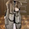Женское пальто из искусственного меха ЛЮЖЕ, европейское пальто из искусственного меха, женское пальто с длинными рукавами из шерсти Тока, интегрированное термобелье, повседневное трендовое длинное пальто без рукавов ZXF1013AL231007