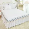 Bed Skirt Lace Lotus Leaf Lace Bed Skirts Princess Style Solid Color White Pink Bedspread Bed Cover Non-Slip Sheets Without Pillowcase 231007