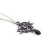 Supernatural Pentagram Moon Necklace Black Crystal Pendant Witch Protection Star Amulet For Women Charm smycken Tillbehör GIFT1301X