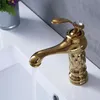 Gisha Bathroom Basin Faucets Classic Brass Diamond Faucet Single Handle And Cold Tap Gold Crystal Mixer Washbasin Faucets T200309k