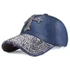 Berretti da baseball in denim lavato di design da donna da uomo con strass cappello da sole estivo con teschio bling Casquette