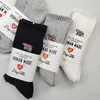 Mid-Calf-Socken und kniehohe Socken weiche Terry süße Stickerei