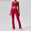 Active Set Yoga Set 2st Gym Set Rib Workout Clothes for Women Leggings Sports Bh Suit Fe Clothing High midje Leggings Women Tracksuitl231007