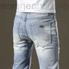 Herrenjeans Designer Designer Trendy Marke Frühling und Sommer Baumwolljeans Herren Koreanische Slim Fit elastische mittlere Taille Loch Leggings I73V NAPI