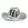 حزب القبعات اللامعة مرآة الزجاج ديسكو الكرة قبعة ديسكو لامع الكرة ديسكو أزياء الكرة قبعة كرة رعاة البقر رعاة البقر الديكور 231007