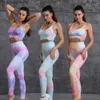 Active Sets 2021 Tie Dyeing Seamless Yoga Set Gym Fitness Summer Clothing Sportswear High Waist Athletic Leggings Sports Workout Bra SuitsL231007